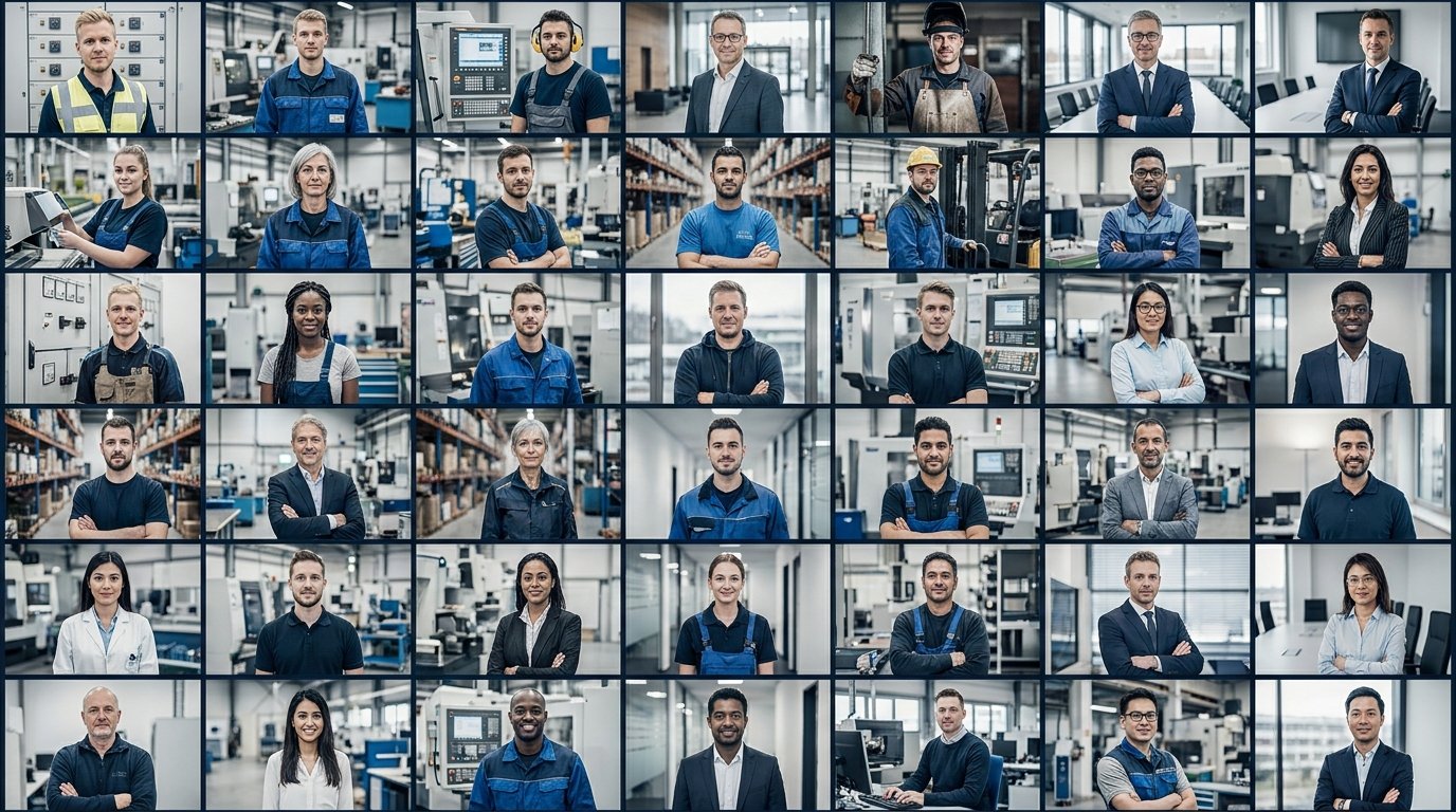 Menschen in ihren Berufen, von Industrie bis Office